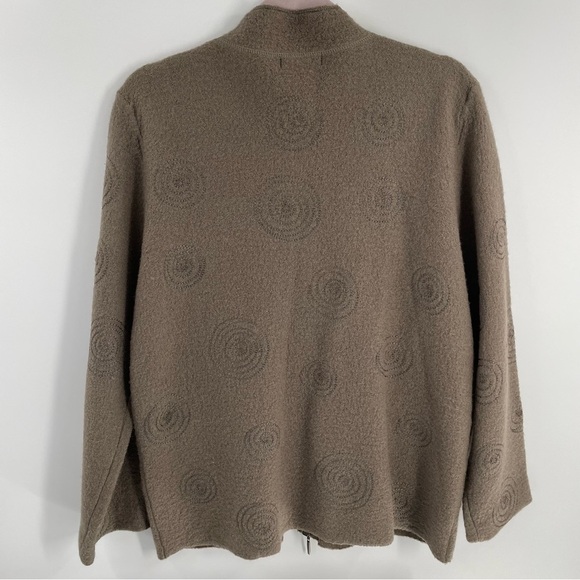 Carol Little Vintage Boiled Wool Spiral Detail Zip Pockets Unlined Jacket Casual - Picture 7 of 12